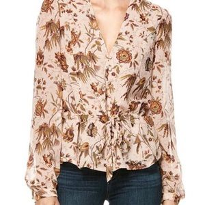 NWT Paige Silk Carmona Floral Peachy Blouse